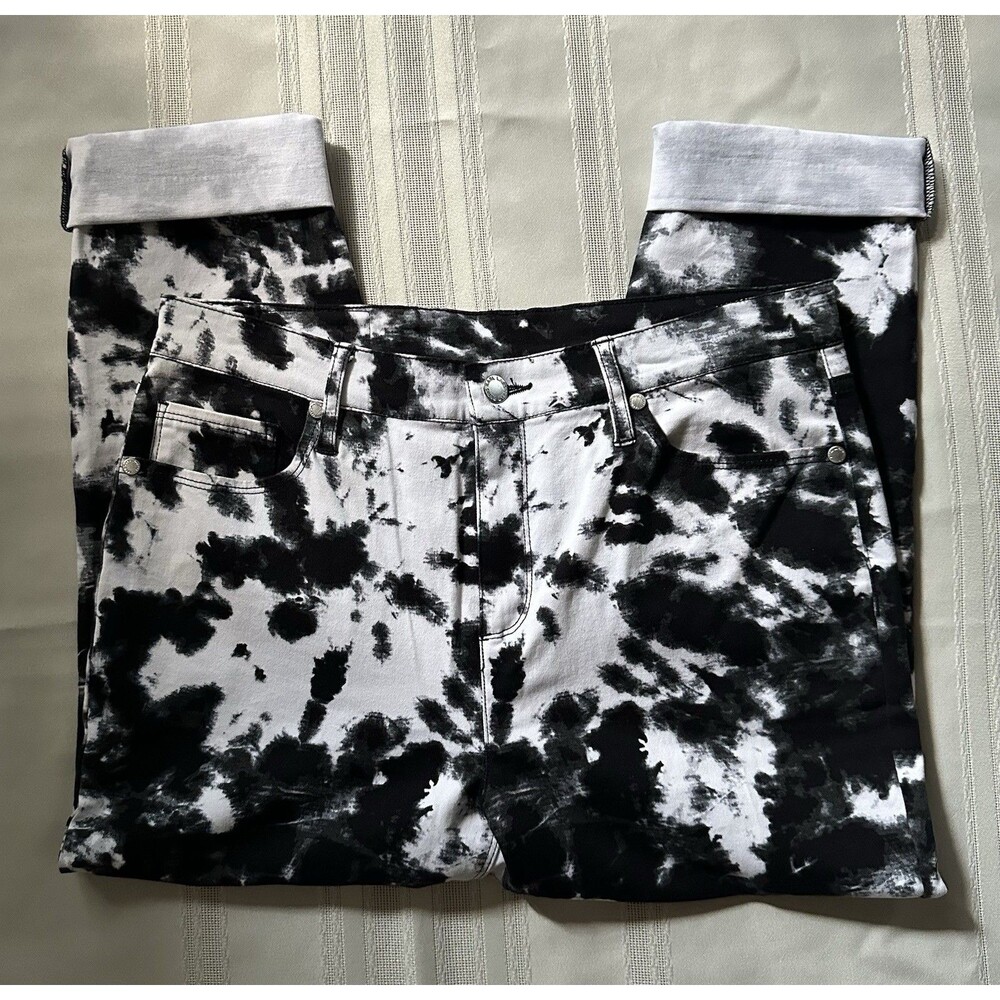 Karl Lagerfeld Paris Womens Aprox 10 Black Tie Dye SkinnyJeans Cuffed Streetwear